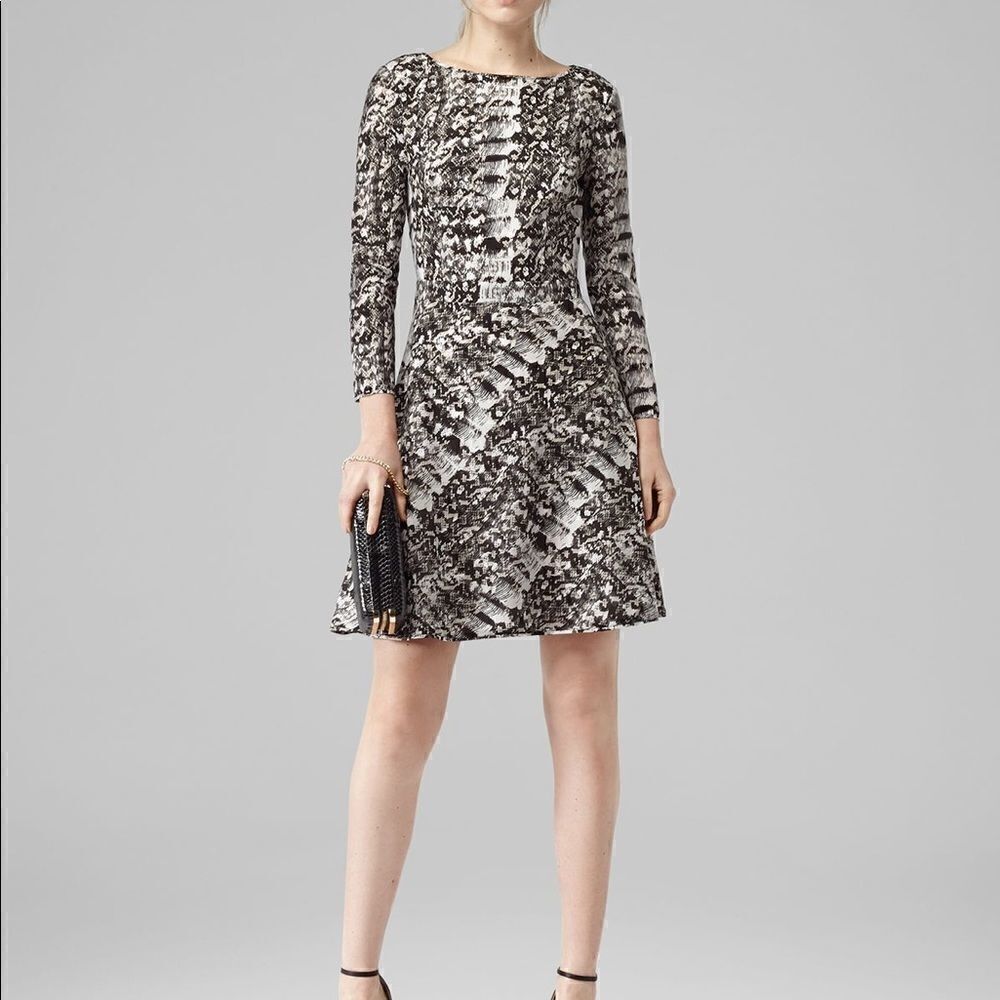 REISSโHeidiย SnakeโPrintโFlaredโDress